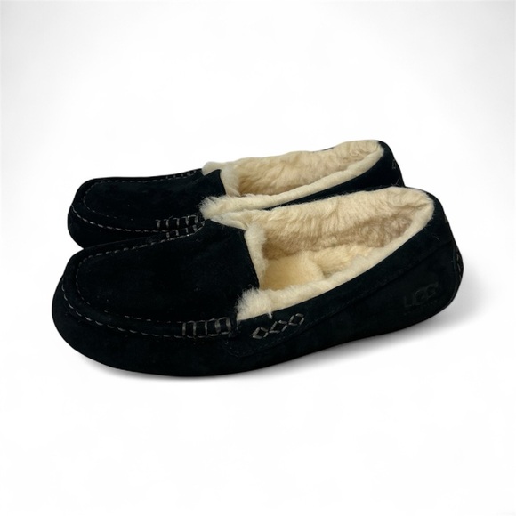 UGG • Women’s “Ansley” Suede Wool Lined Moccasin Slipper • Black • Size 6 - Picture 4 of 15
